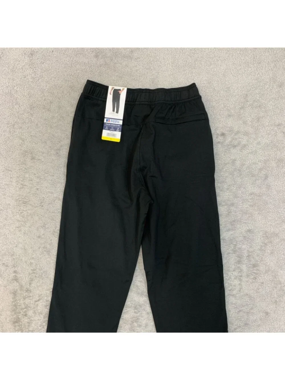 NWT Russell Athletic Men's S Black Tapered Fit Pant Stretch Zippered Pocket